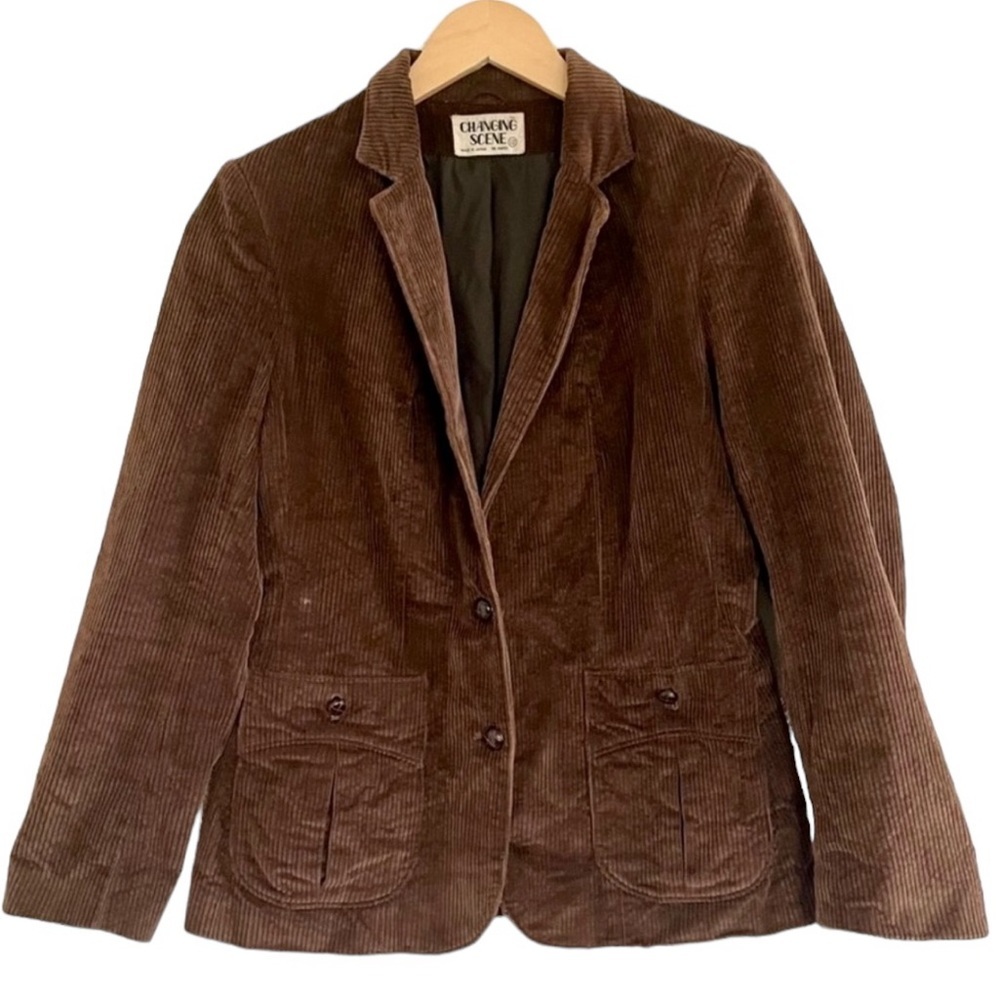 Changing Scene | Vintage corduroy blazer with front pockets brown size m…